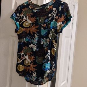 Floral Navy Short Sleeve Top